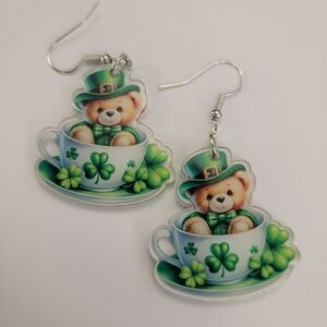 Cute Bear and Shamrock Earrings